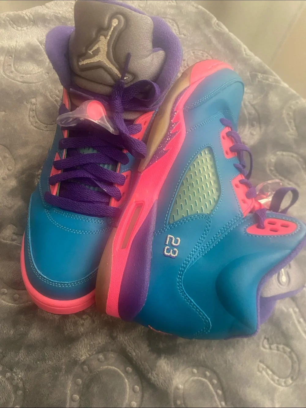 Jordan Kids High-Top Sneakers in Blue/Purple/Pink